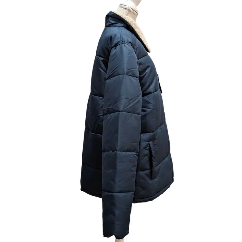 Falcon Hilltop Men's Sherpa Collar Padded Chest Pocket Jacket- Navy Size XL NWT